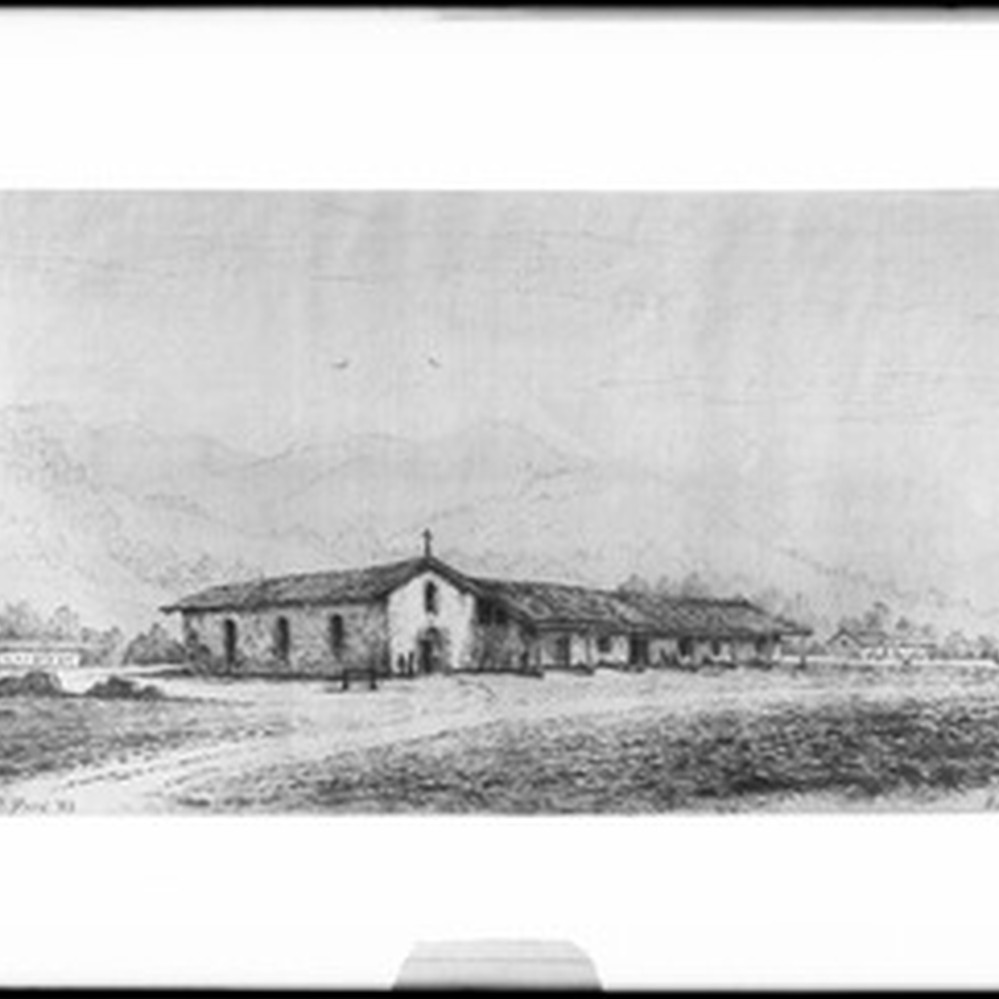Drawing of San Francisco Solano de Sonoma Mission, by Henry Chapman Ford,  ca.1883 — Calisphere