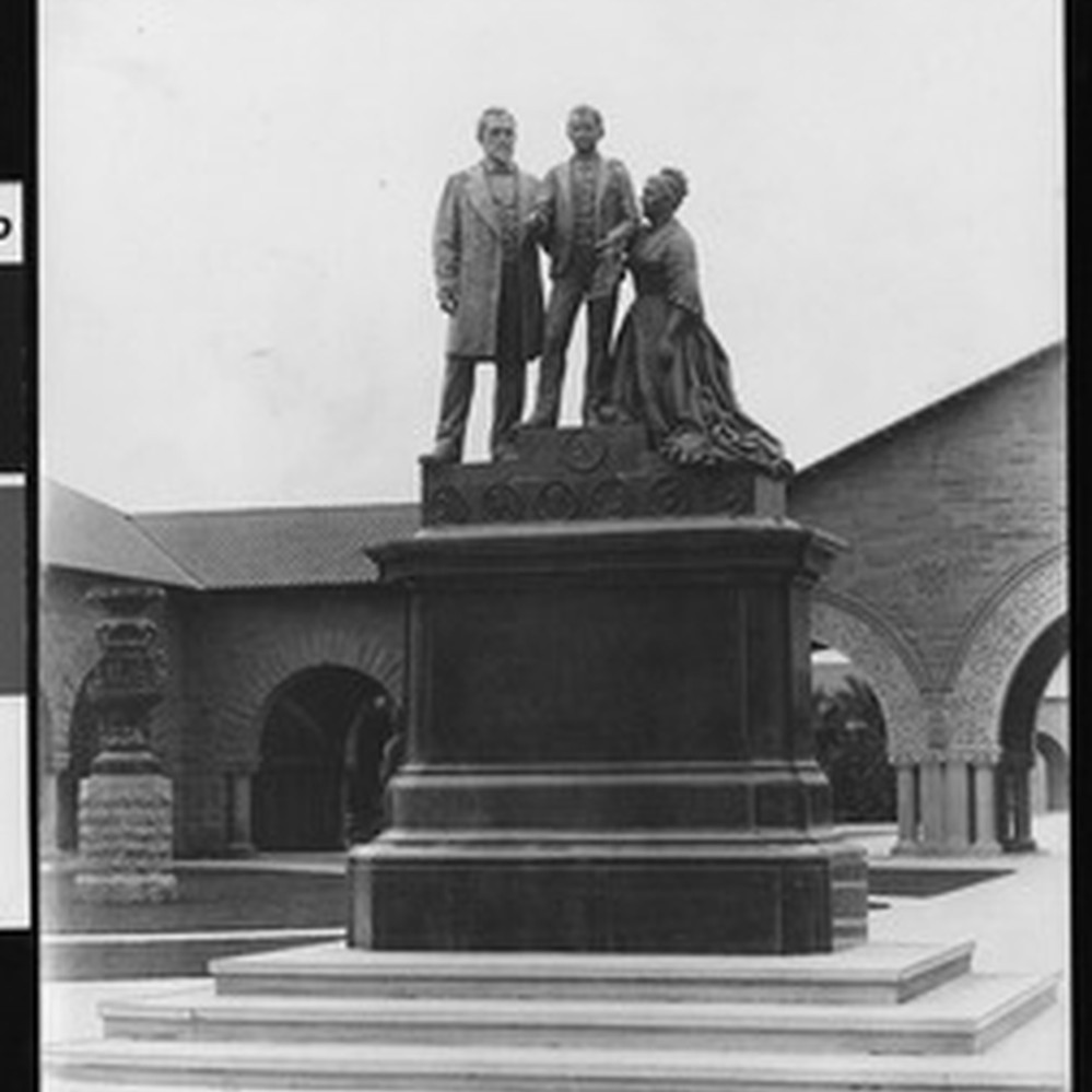 Statue of the founding family, Leland Stanford, Jane