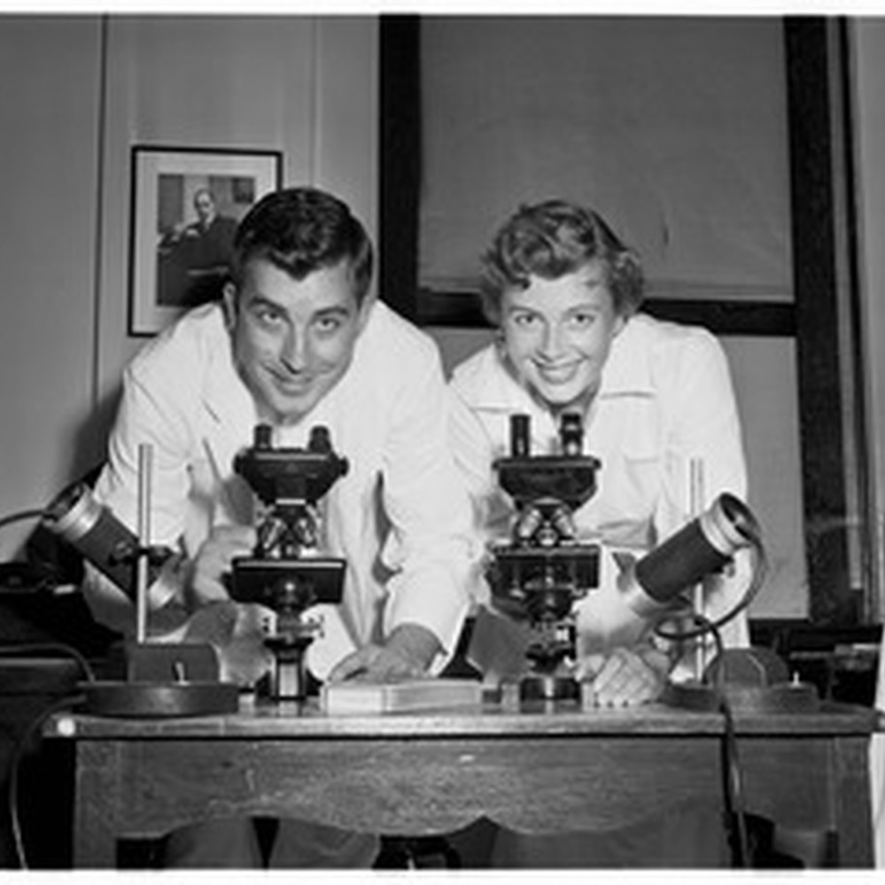 Family of doctors at Queen of Angels Hospital, 1954 — Calisphere