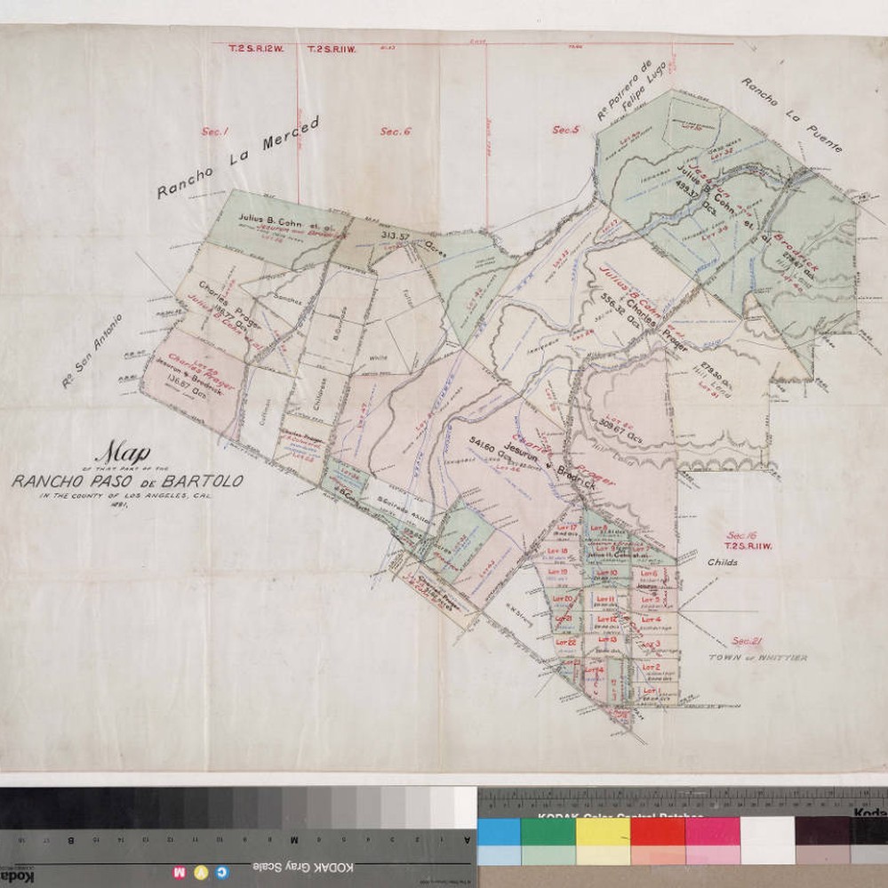 Map of that part of the Rancho Paso de Bartolo in the County of Los Angeles  showing the partition — Calisphere