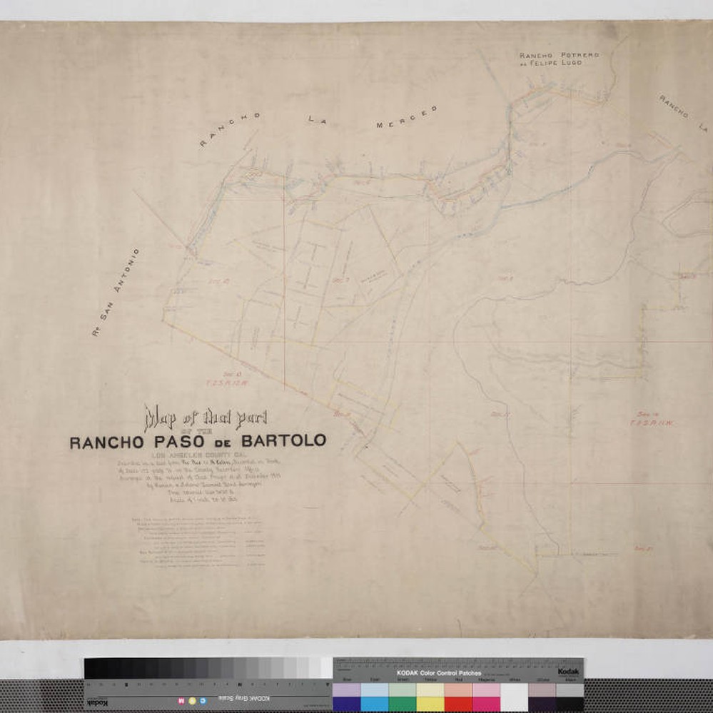 Map of that part of Rancho Paso de Bartolo. described in a deed from Pio  Pico to B. Cohn — Calisphere