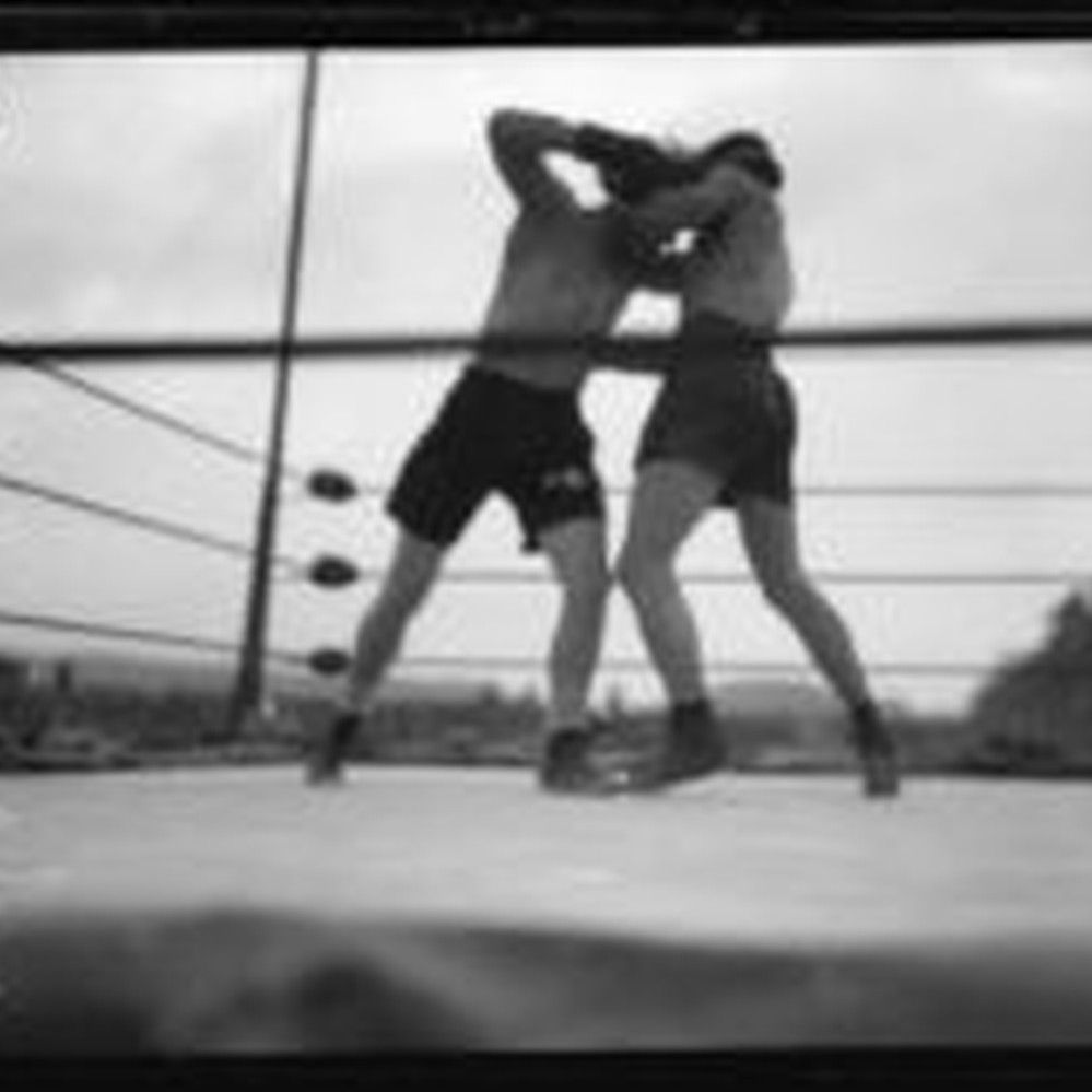 Boxers Young Stribling and Eddie Huffman fighting at Ascot Arena, Los Angeles, 1925 — Calisphere