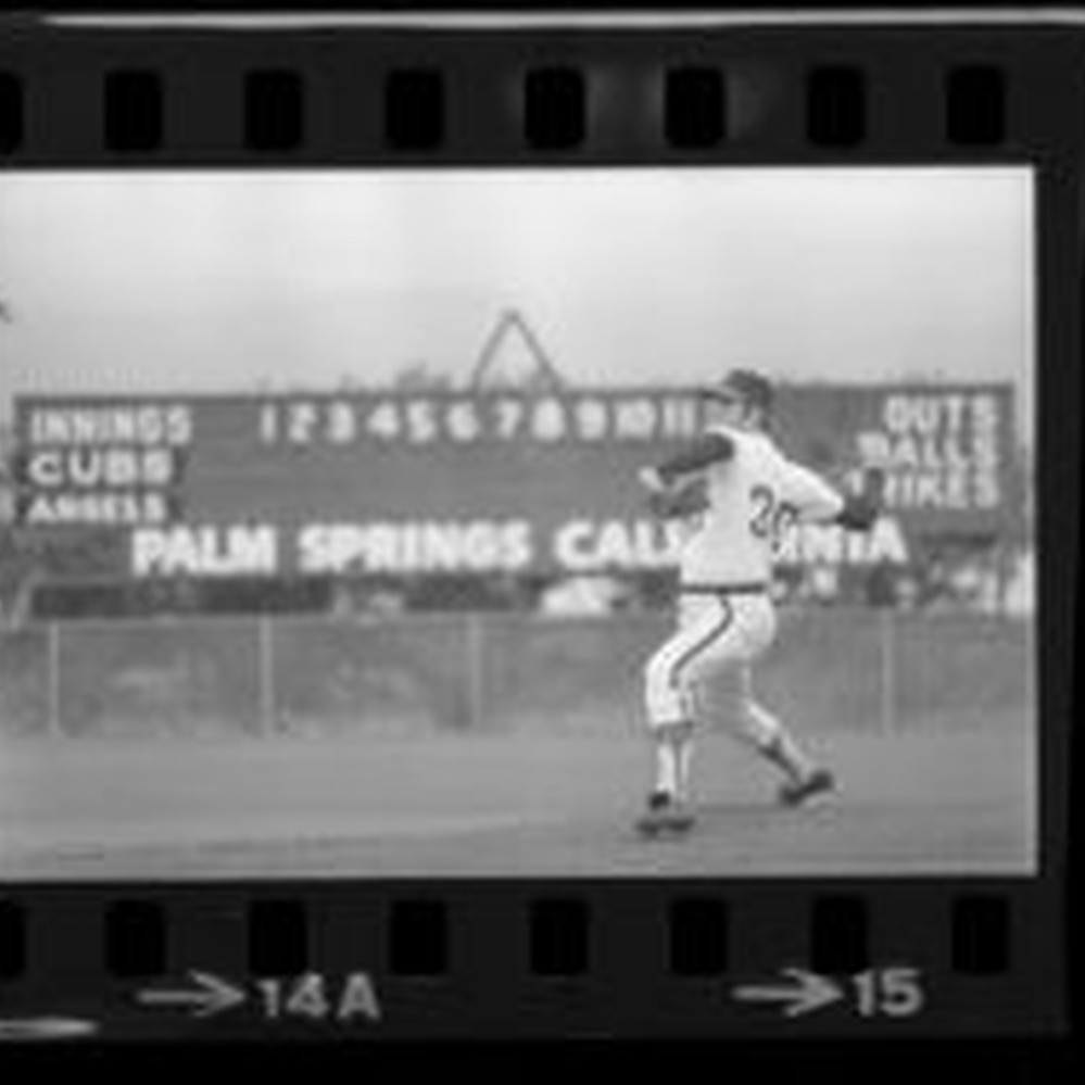 Nolan Ryan, pitching in spring training game in Palm Springs