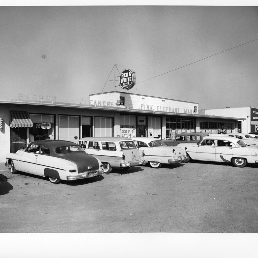 Exterior View of the Pink Elephant Market — Calisphere