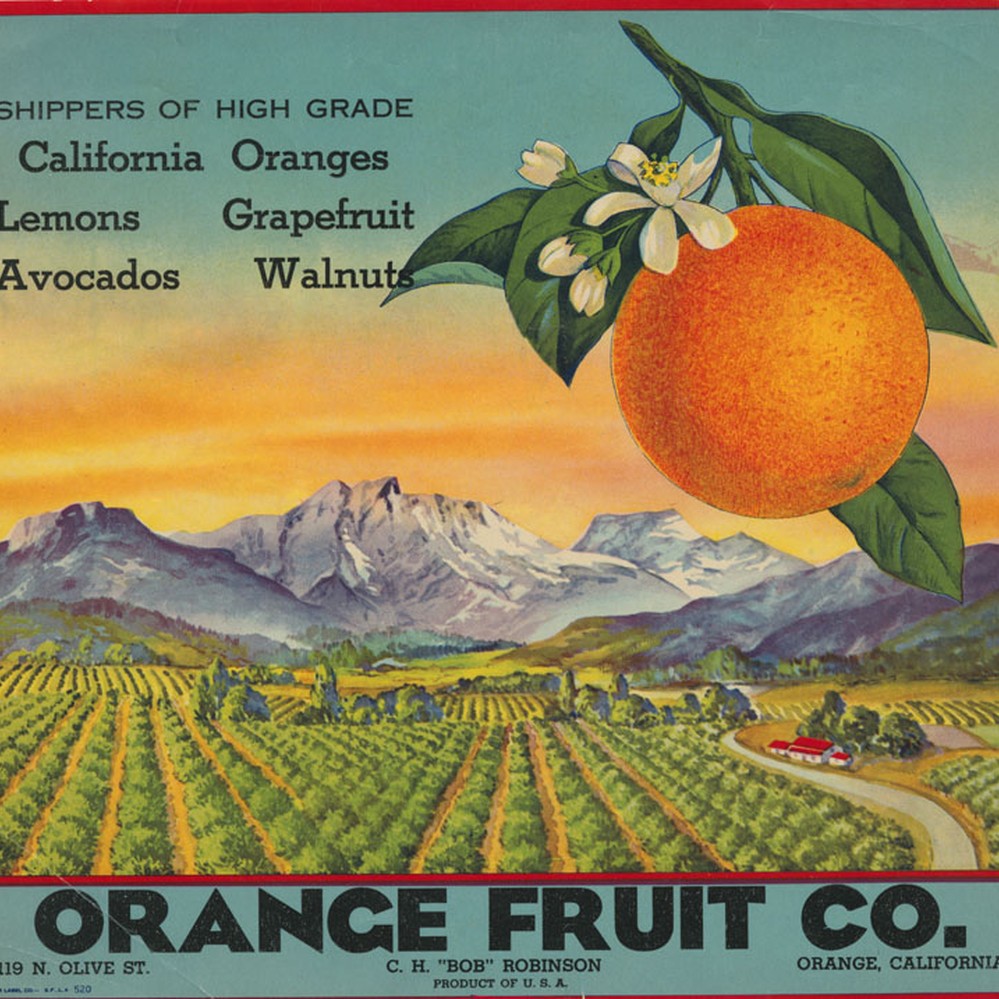 Tustin Orange County Old Oak Orange Citrus Fruit Crate Label Art Print
